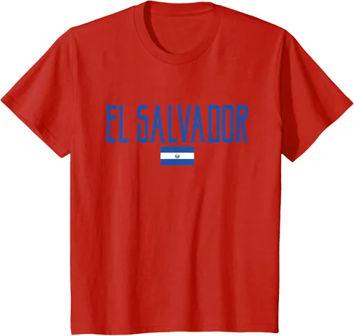 Vista 3 de Camiseta de texto azul con bandera de El Salvador, Negro, S