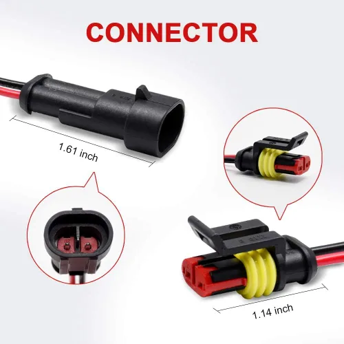 Vista 3 de Conector de 2 pines (kit de 6), conectores eléctricos automotrices de 18 AWG, conectores de cable impermeables, conectores eléctricos de 2 pines
