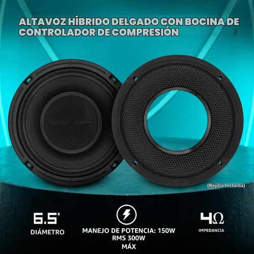 Vista 3 de DS18 PRO-HY6.4MSL - Altavoz híbrido de audio para automóvil de rango medio poco profundo de 6.5 pulgadas con driver integrado y rejilla incluidos
