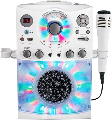 Vista 8 de Sistema de karaoke con Bluetooth parte superior para carga de CDG, espectáculo de discoteca sonido y luces (negro) SML385BTBK Singing Machine, Negro