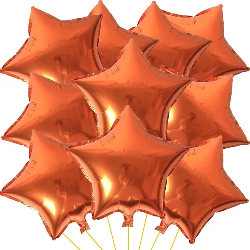 Vista 5 de Globos de papel de aluminio con forma de estrella de arena beige, marrón y blanco, 10 globos de Mylar en forma de estrellas de 18 pulgadas