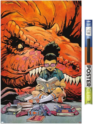 Vista 15 de Trends International Marvel Moon Girl & Devil Dinosaur - Póster de pared de lectura, 22.375 x 34 pulgadas, versión enmarcada de madera de granero