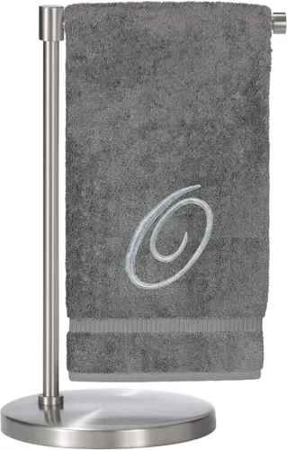 Vista 93 de Script R - Toalla de baño con monograma, regalo personalizado, 27 x 54 pulgadas, juego de 1 toalla bordada con texto dorado, 100% algodón turco Navy