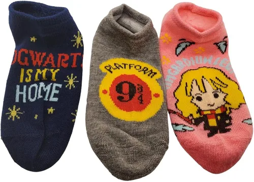 Vista 6 de Harry Potter Paquete de 5 calcetines invisibles para niños o niñas, 3 opciones de patrón, personajes y casas de Hogwarts, talla 6-8.5, Harry Potter
