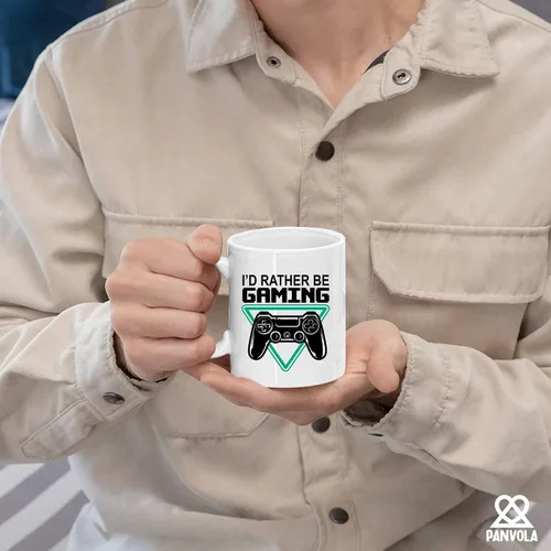 Vista 6 de Taza de cerámica de 11 oz con texto en inglés "I'd Rather Be Gaming Gamer Gifts for Men Boyfriend Women Cool Gamers Gifts from Girlfriend Sister