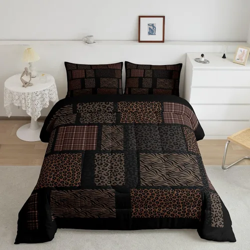 Vista 26 de Juego de ropa de cama individual de piel de cebra, guepardo y leopardo, para niños y adultos, juego de edredón de piel de animales salvajes