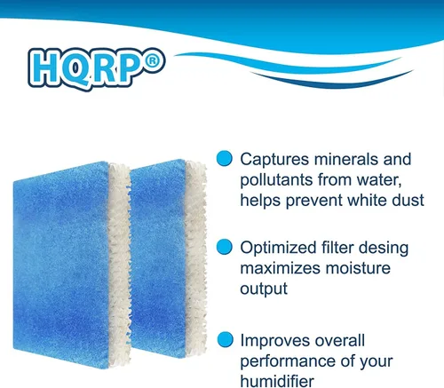 Vista 2 de HQRP Paquete de 2 filtros de mecha T compatibles con Honeywell HFT600/HFT600PDQ de repuesto para humidificadores Honeywell HEV615 HEV620 HEV600