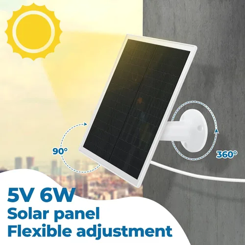 Vista 2 de Kanayu Paquete de 4 paneles solares para cargador de cámara de seguridad compatible con cámara de batería recargable 5 V 6 W, panel solar USB