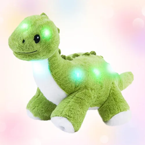 Vista 11 de Glow Guards Peluche de dinosaurio Triceratops de 12 pulgadas, juguete de peluche de dinosaurio suave con luces nocturnas mágicas y canción de cuna