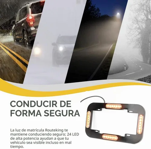 Vista 2 de 24 luces LED estroboscópicas para placa de matrícula, marco de luz para Ámbar