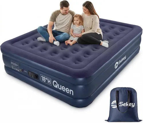 Vista 17 de Sekey Colchón de aire completo con bomba incorporada, cama de aire elevada Negro