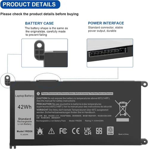 Vista 5 de TREE.NB Batería YRDD6 1VX1H para Dell Inspiron 5481 5482 5485 5491 5591 7586 3310 2 en 1 3493 3582 3583 3584 3593 3793 5480 5482 5485 5491 5493 5585
