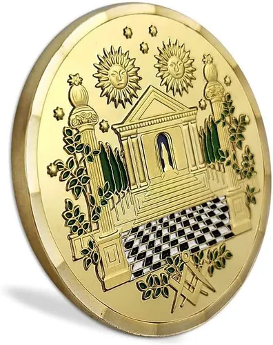 Vista 4 de Moneda de desafío masónico Gran Maestro Hiram Abiff Viuda Hijo Masón Azul Lodge Monedas Regalo