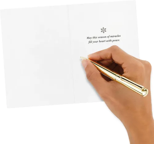 Vista 8 de Hallmark Surtido de tarjetas religiosas de Navidad, paz celestial (36 tarjetas y sobres) Azul polvoriento y lámina dorada