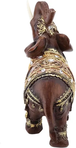 Vista 3 de Hztyyier Estatua de elefante de buena suerte, decoración de elefante de Feng Shui, figuras de elefante de resina para riqueza, figura de la suerte