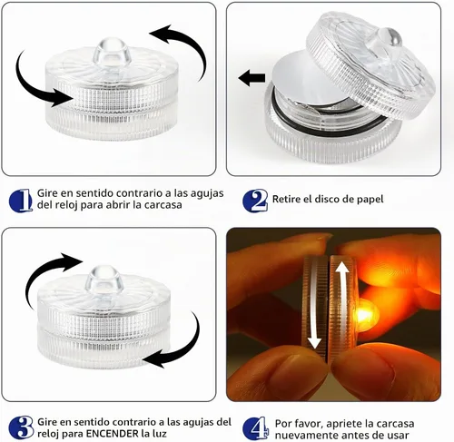 Vista 6 de Luces LED sumergibles azules, mini luces LED impermeables (paquete de 12)