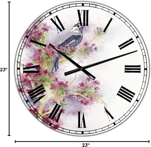 Vista 6 de DesignQ 'Cherry Blossom Days' - Reloj de pared grande para el hogar, dormitorio, baño, oficina, sala de estar