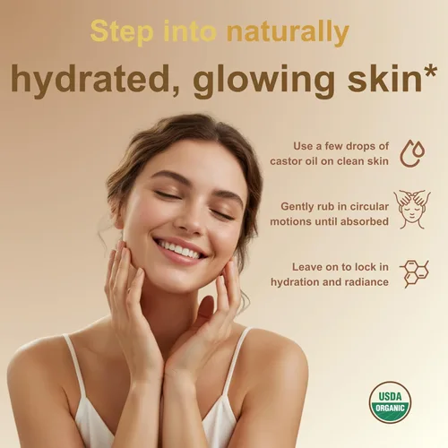Vista 4 de Micro Ingredients Aceite de ricino orgánico prensado en frío, 32 onzas líquidas, 100% puro, sin refinar y sin hexano, aceite portador orgánico