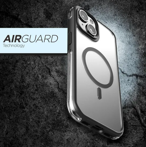 Vista 2 de Encased MAG - Funda para cinturón diseñada para iPhone 15 con clip de funda, tecnología protectora AirGuard (negro/transparente) compatible