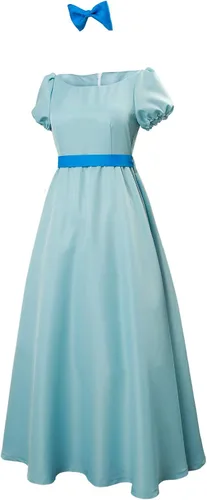 Vista 2 de Disfraz de Wendy para Halloween disfraz de princesa con vestido largo color azul para mujeres y niñas