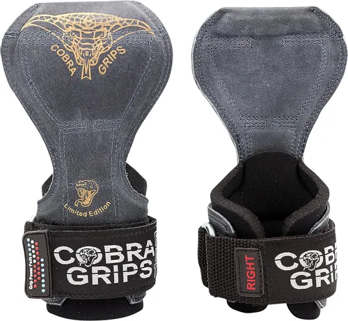 Vista 38 de Cobra Grips Weight Lifting Gloves with Adjustable Neoprene Padded Wrist Wraps - Heavy Duty Alternative to Power Lifting Hooks for Deadlifts Una goma