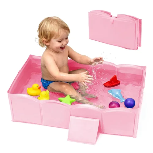 Vista 9 de Bañera plegable para ducha para bebé, estructura reforzada, bañera plegable con base antideslizante, bañera portátil para niños de 6 meses a 4 años