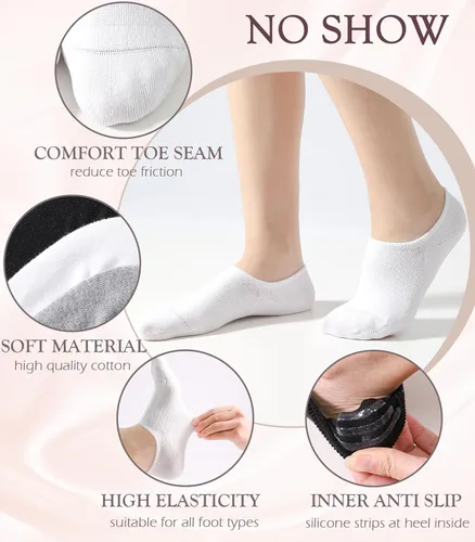 Vista 3 de Breslatte Calcetines invisibles para mujer y hombre, antideslizantes, atléticos, no se transparentan, cortos, invisibles, de corte bajo para mujer