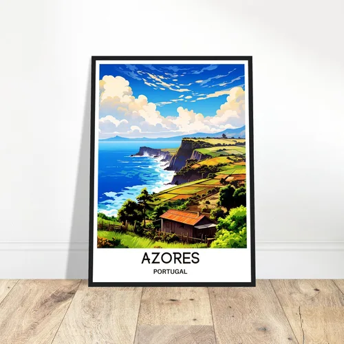 Vista 5 de Póster de viaje de Azores Impresión de viaje Azores Impresión de la isla de las Azores Viajes Azores Arte de pared Azores Pintura Azores Portugal