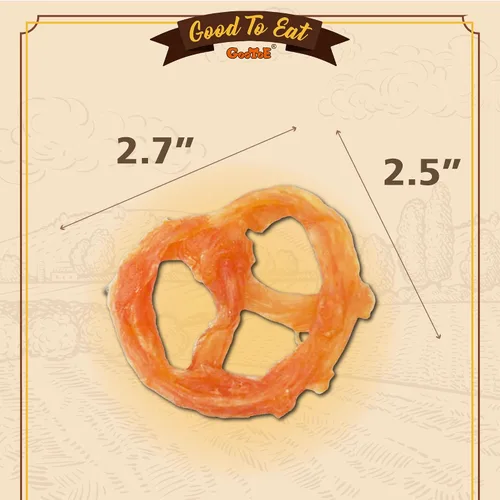 Vista 2 de Gootoe - Tendones de pavo para perros, masticables naturales, pretzel