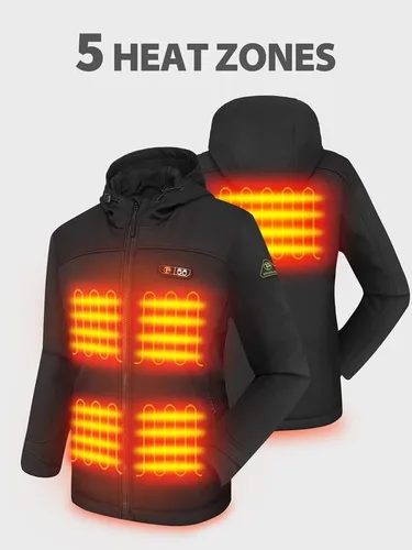 Vista 2 de PTAHDUS Chaqueta térmica para mujer con batería de 7,4 V, con bolsillo calentador de manos
