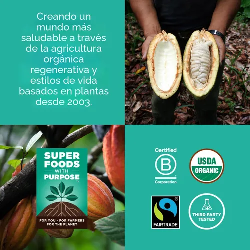 Vista 5 de Navitas Organics Cacao Nibs – Crujido de Chocolate Negro Sin Azúcar – Antioxidantes, Minerales, Fibra – Para Mezcla de Frutos Secos, Horneado y Más