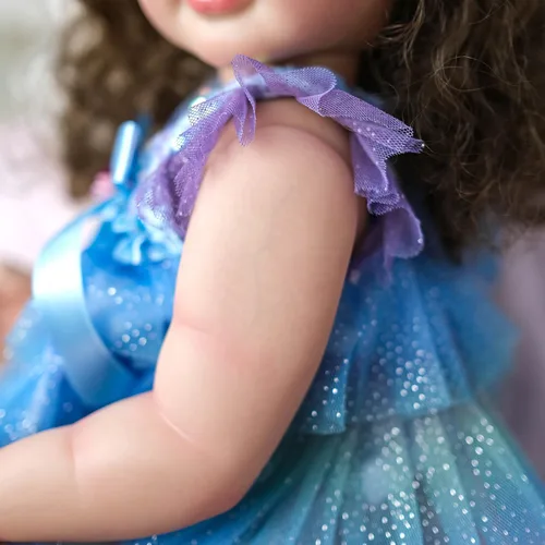 Vista 5 de Muñecas de bebé Reborn realistas de 22 pulgadas de silicona de cuerpo completo y aspecto de niño pequeño, muñecas Reborn realistas de pelo rizado