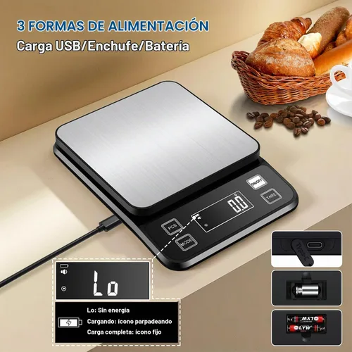 Vista 5 de Diyife Báscula de cocina grande de 22 libras con 0.004 oz de alta precisión