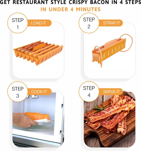 Vista 3 de Bad Boy - Olla de tocino para microondas, olla de tocino crujiente para horno de microondas, utensilios de cocina para microondas para tocino