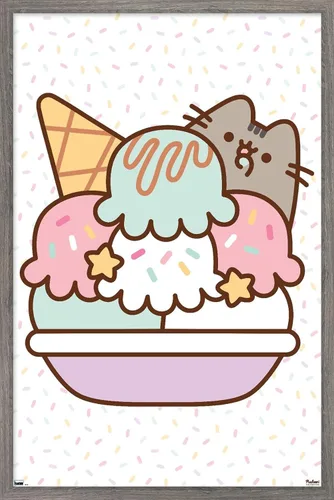 Vista 11 de Trends International Pusheen - Póster de pared de helado, 22.4 pulgadas de largo x 14.7 pulgadas, versión enmarcada en plata Versión con marco