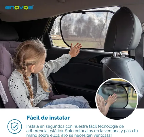 Vista 4 de Enovoe - Paquete de 2 persianas para ventana de automóvil, 19 x 12 pulgadas, para SUV, sedanes y camiones, protege al bebé de los rayos UV