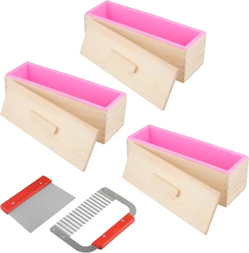 Vista 11 de ZOENHOU Paquete de 2 moldes de jabón azules de 42 onzas con 2 tapas, kit de moldes de silicona rectangulares flexibles para hacer jabón con caja