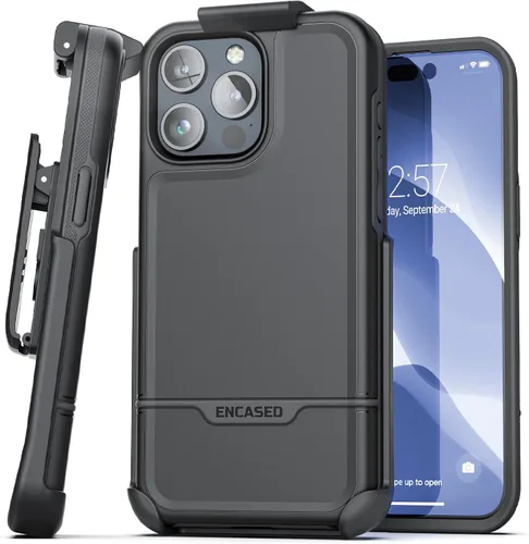 Vista 30 de ENCASED Funda para cinturón con clip para iPhone 11 (2019 Rebel Armor) Funda protectora resistente de cuerpo completo con soporte (Negro)