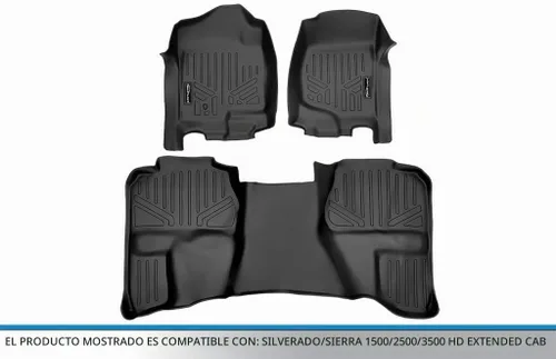 Vista 5 de SMARTLINER Juego de alfombrillas de piso de ajuste personalizado de 2 filas para Chevrolet Silverado 1500 2007-2013