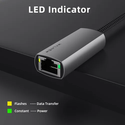 Vista 5 de WALNEW - Adaptador USB C a Ethernet de 1 Gbps, adaptador LAN Ethernet RJ45