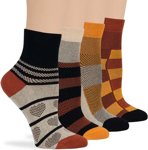 Vista 72 de 7BIGSTARS KINGDOM Women's Cotton Quarter Non-Binding Diabetic Fashion Socks-L-M-4 Pack-Multicolor