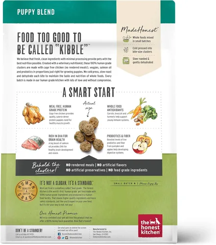 Vista 2 de The Honest Kitchen Whole Food Clusters - Alimento seco para perros sin granos para cachorros, bolsa de 1 libra (paquete de 2)