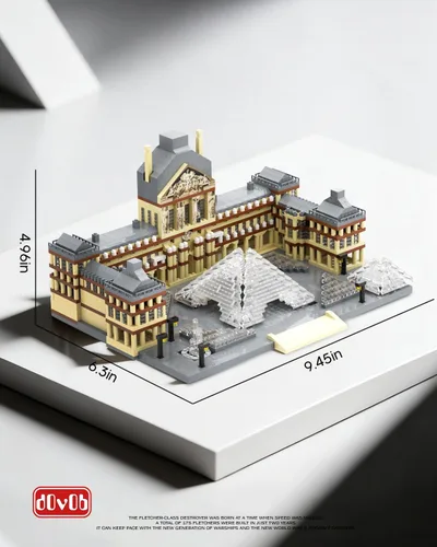 Vista 6 de dOvOb Juego de micro bloques de construcción de Louvre de arquitectura (2885 piezas) - Modelo arquitectónico de fama mundial juguetes regalos