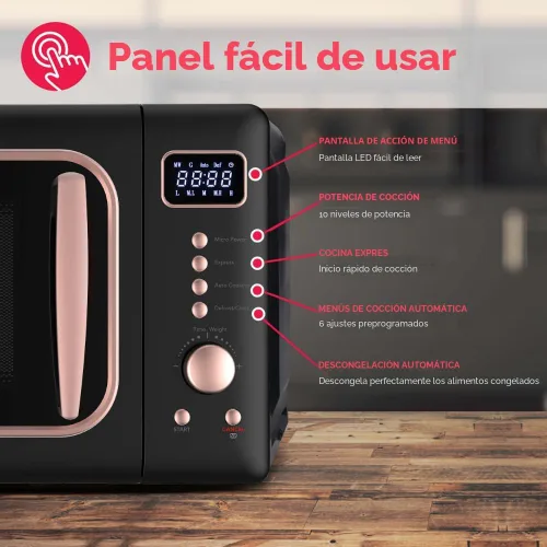 Vista 2 de FRIGIDAIRE EMW788RETRO - Microondas retro de 0.7 pies cúbicos, oro rosa