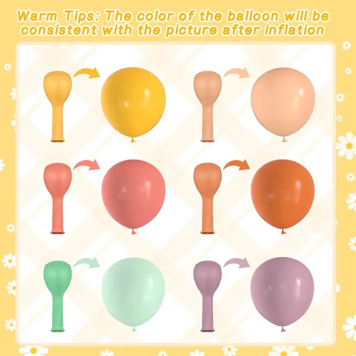 Vista 3 de Kit de arco de guirnalda de globos retro bohemios, 180 piezas de arco de globos con globos de margaritas para decoración de fiesta de cumpleaños