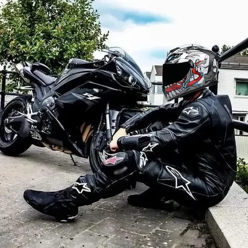 Vista 7 de Casco de motocicleta Bluetooth de cara completa abatible con micrófono, diseño de ala trasera aprobado por DOT, reducción de ruido con doble visera