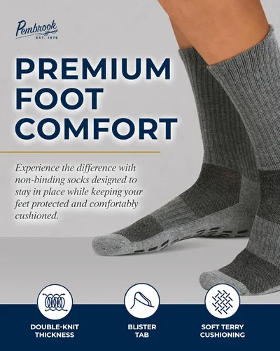 Vista 10 de Pembrook 4 pares de calcetines antideslizantes para hombres, mujeres, marido, papá, calcetines de agarre para hospital, yoga, pilates, barre