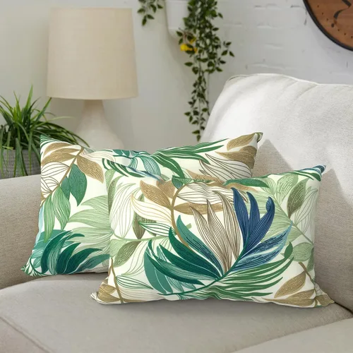 Vista 78 de DYTXIII Paquete de 2 almohadas lumbares impermeables para exteriores con rellenos, 12 x 20 pulgadas, almohada decorativa rectangular para patio
