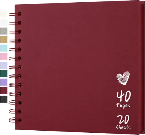 Vista 15 de Álbum de recortes de 7 x 7 pulgadas, álbum de recortes DIY de tapa dura de papel kraft, álbumes de fotos, 40 páginas, perfecto para fotos de 4 x 6