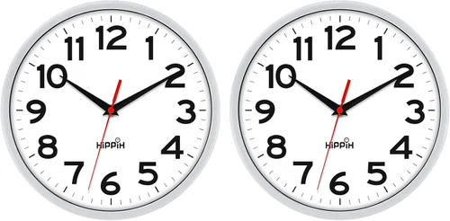 Vista 8 de HIPPIH Pack de 2 Relojes de Pared Silenciosos, de 12 Pulgadas, Sin Tictac, Digitales, de Barrido Silencioso, Decorativos, Funcionan